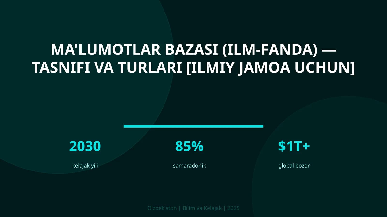 MA'LUMOTLAR BAZASI (ILM-FANDA) — TASNIFI VA TURLARI [ILMIY JAMOA UCHUN]