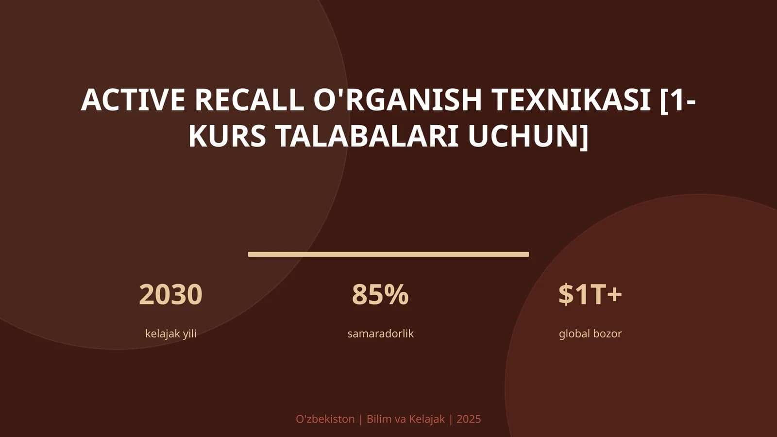 Active recall o'rganish texnikasi [1-kurs talabalari uchun]