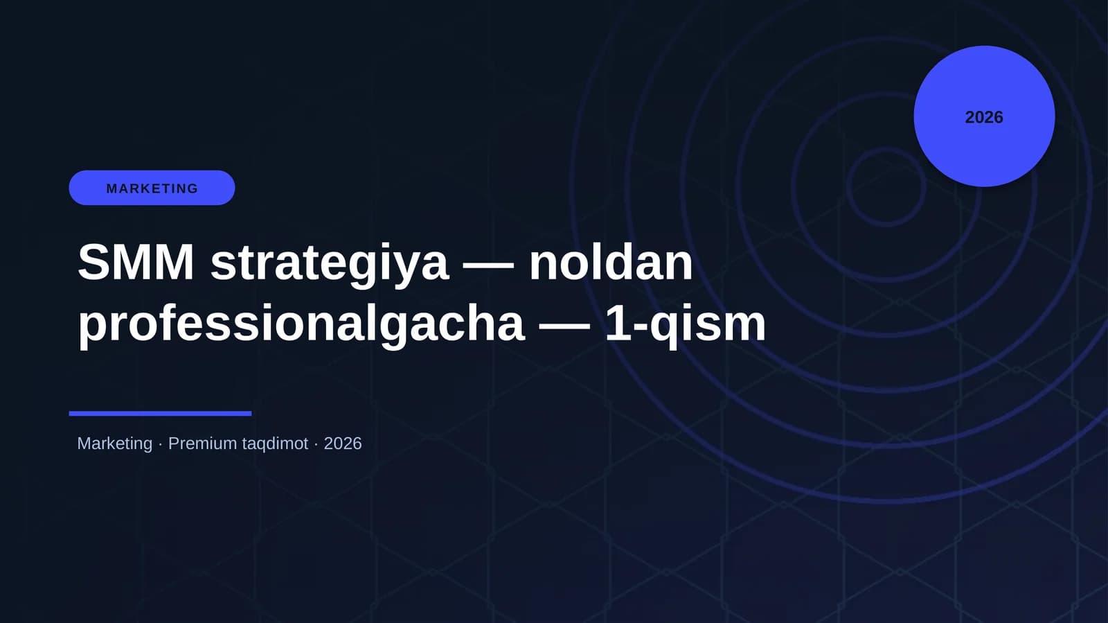 SMM strategiya — noldan professionalgacha — 1-qism