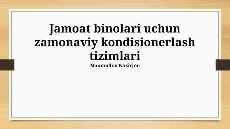 Zamonaviy Kondisonerlash Tizimlari