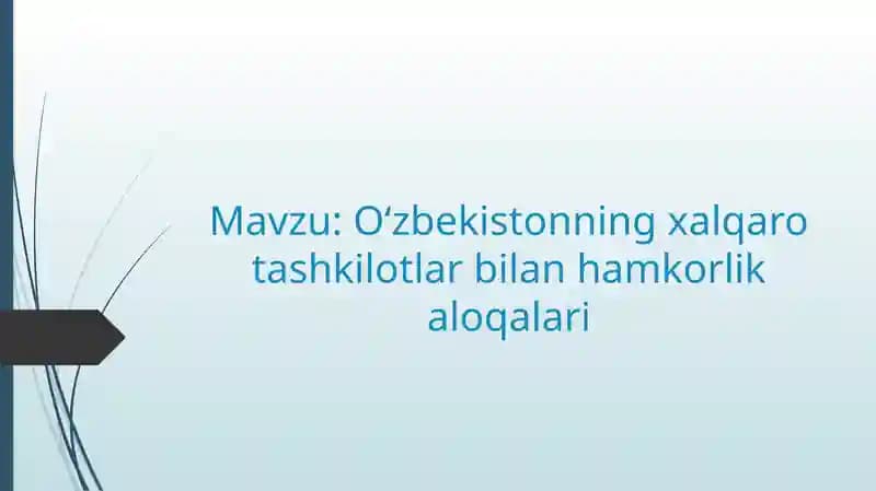 O‘zbekistonning xalqarotashkilotlar bilan hamkorlik aloqalari