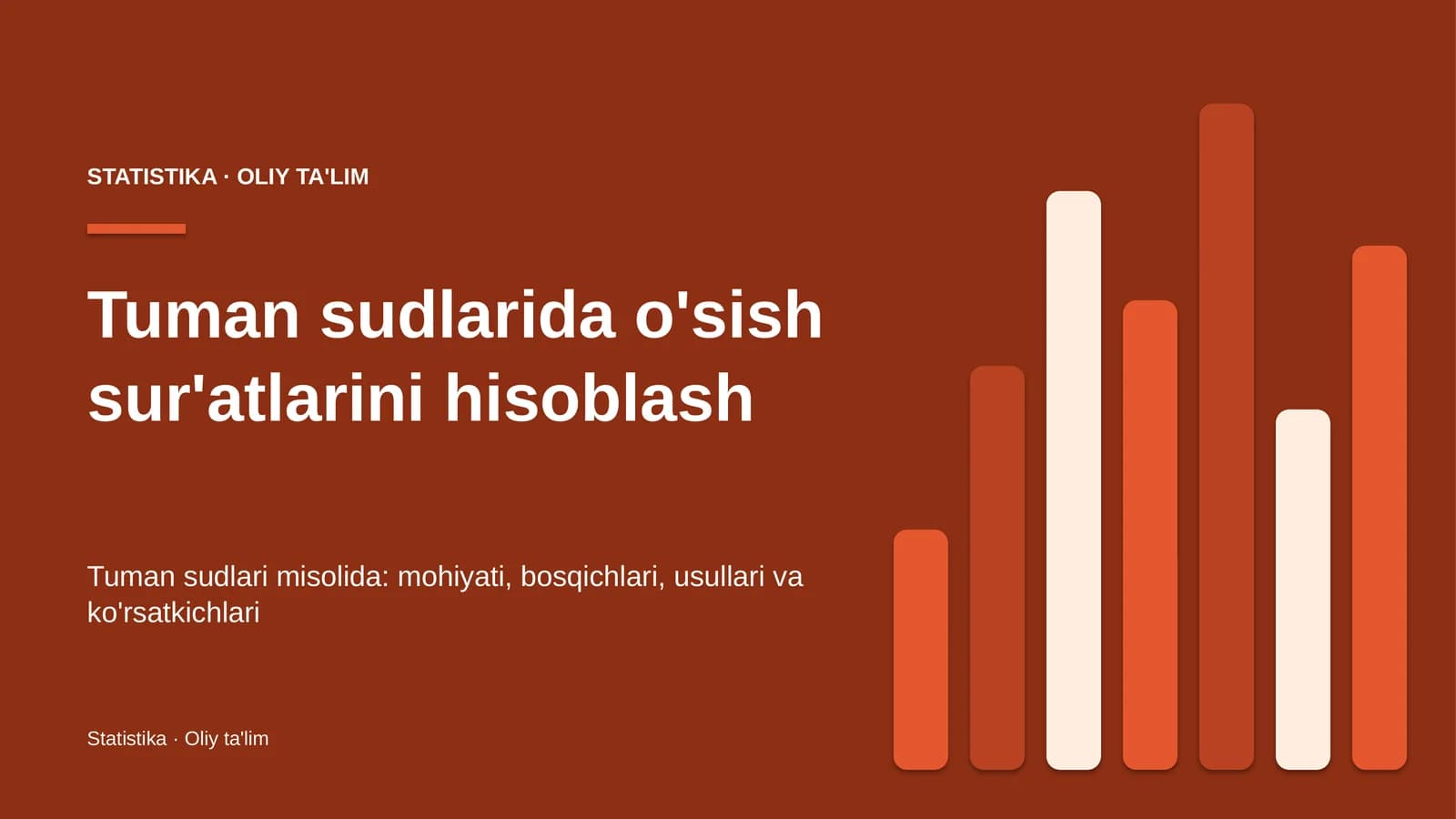 Tuman sudlarida o'sish sur'atlarini hisoblash