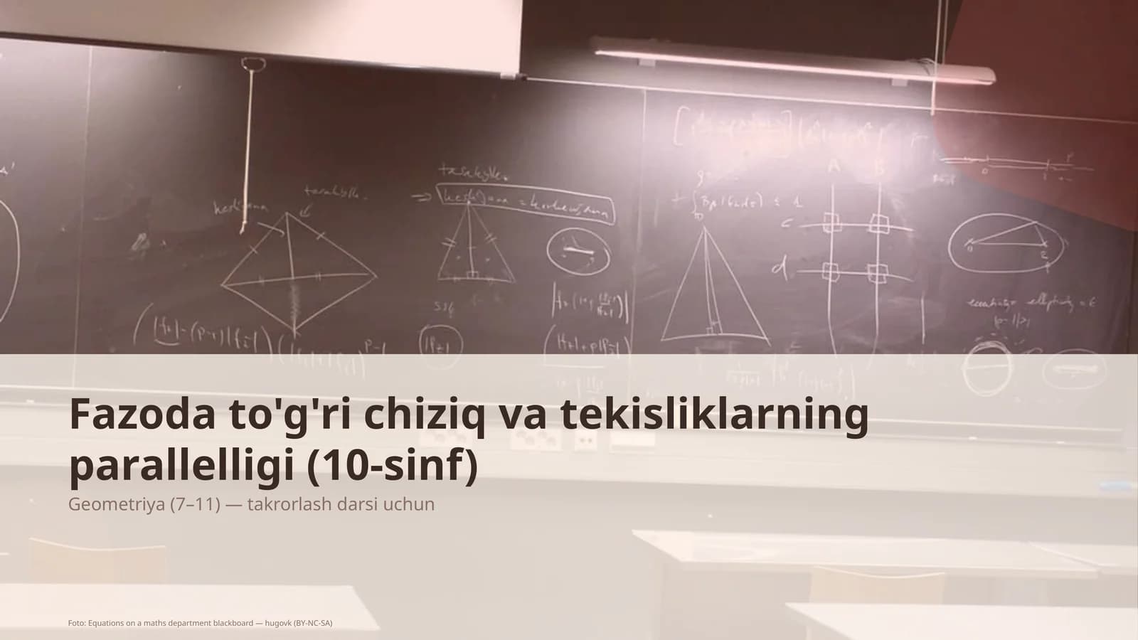 Fazoda to'g'ri chiziq va tekisliklarning parallelligi (10-sinf)