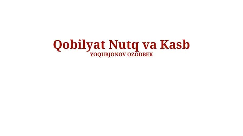 Nutq va Kasb