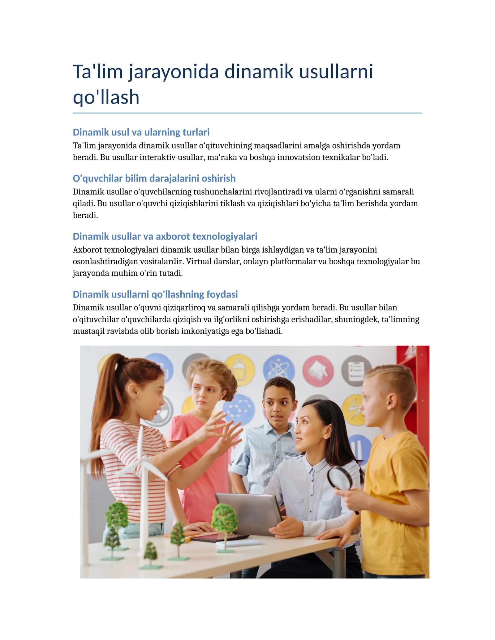 Dinamik usullar ta'limda