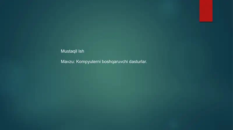 Kompyuterni boshqaruvchi dasturlar