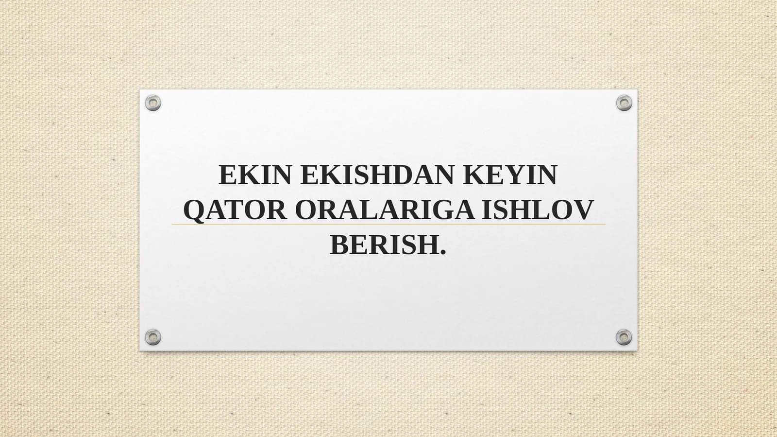 EKIN EKISHDAN KEYIN QATОRОRALARIGA ISHLОV BERISH