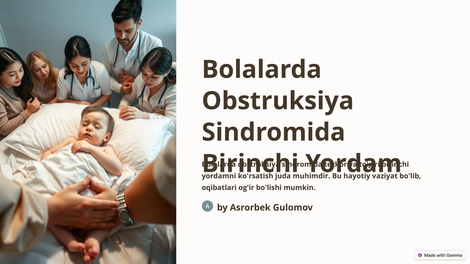 Bolalarda Obstruksiya Sindromida Birinchi Yordam
