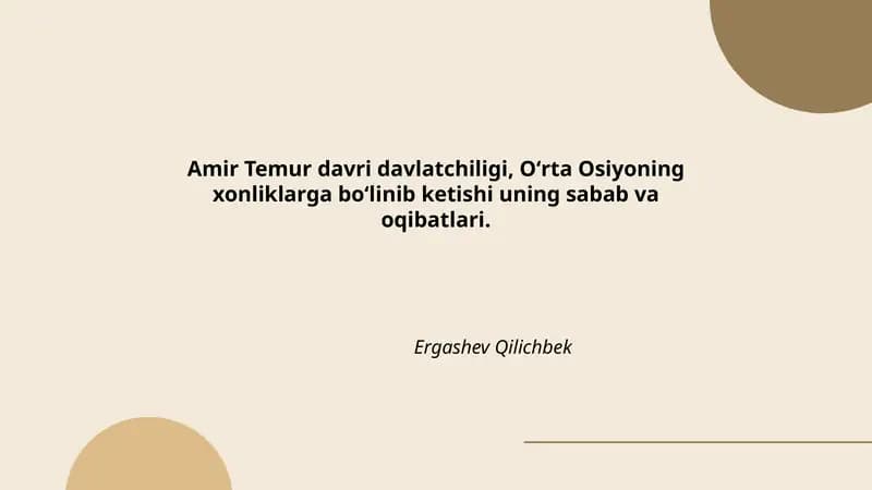 Amir Temur davri davlatchiligi