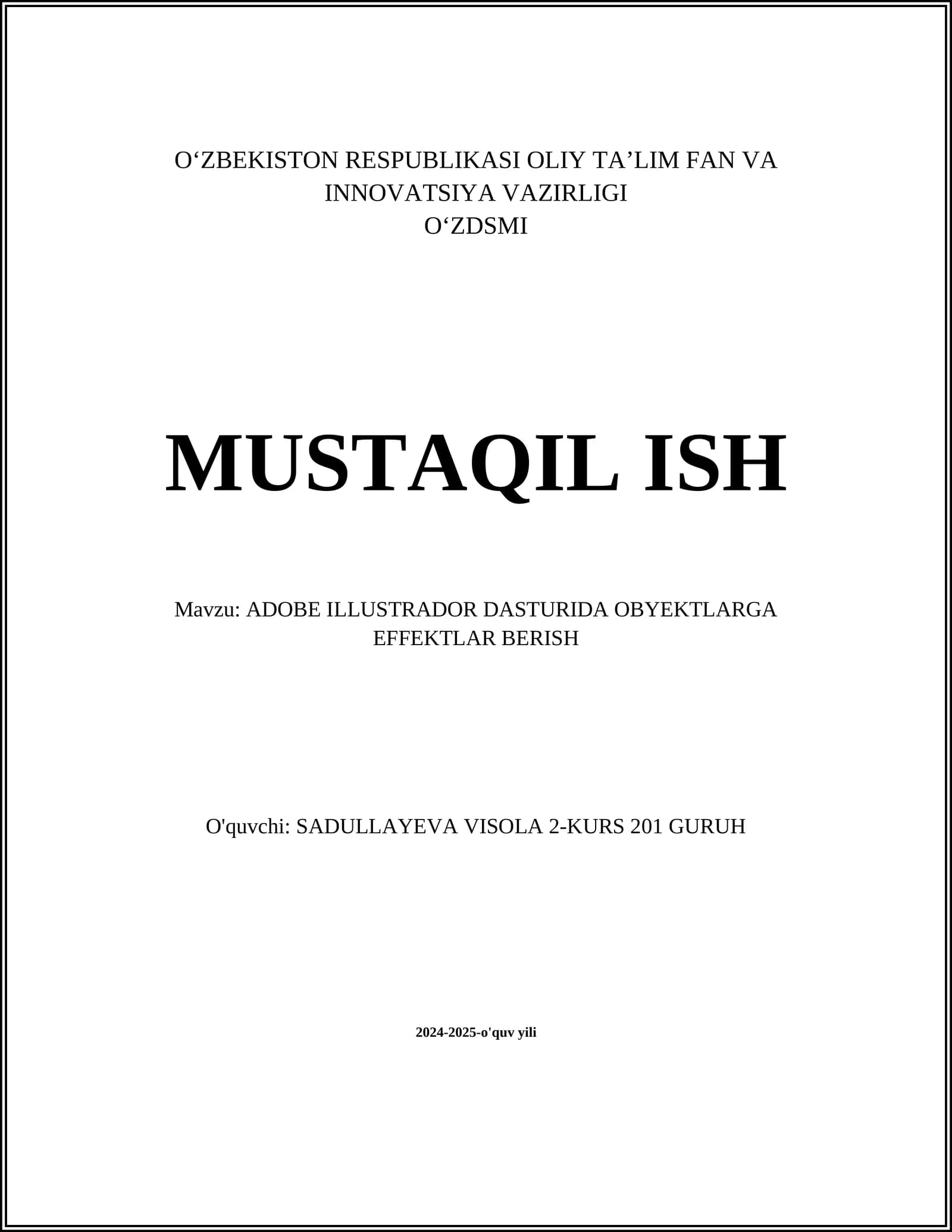 ADOBE ILLUSTRATOR DASTURIDA OBYEKTLARGA EFFEKTLAR BERISH