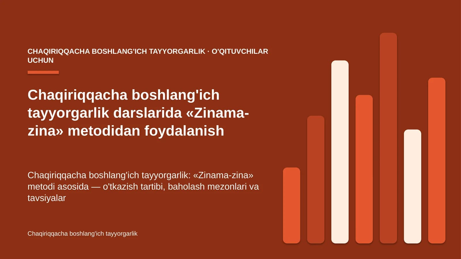 chaqiriqqacha boshlang'ich tayyorgarlik darslarida zinama zina metodidan foydalanish 5102