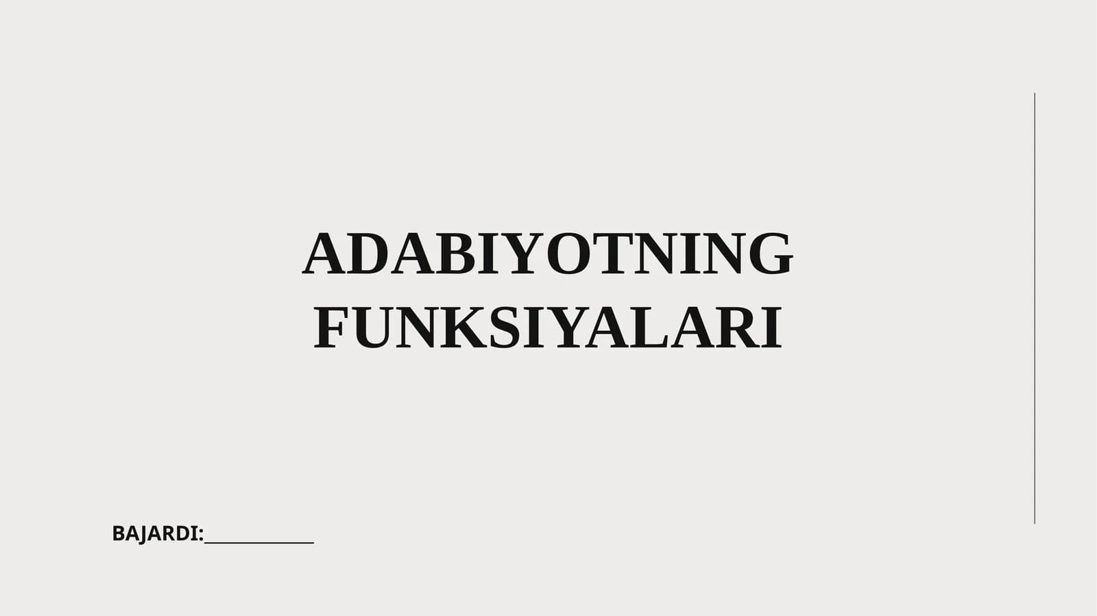 ADABIYOTNING FUNKSIYALARI