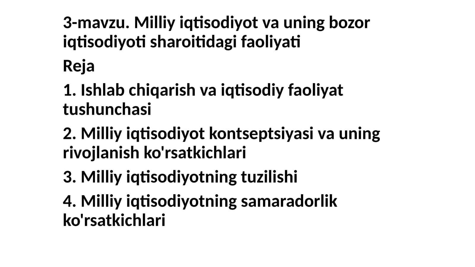 Milliyiqtisodiyot va uning bozori iqtisodiyot i sharoitida gi faoliyati