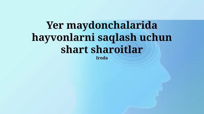 Yer maydonchalarida hayvonlarni saqlash uchun shart sharoitlar