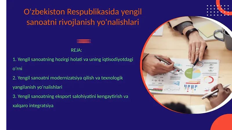 O'zbekiston Respublikasida yengil sanoatni rivojlanish yo'nalishlari