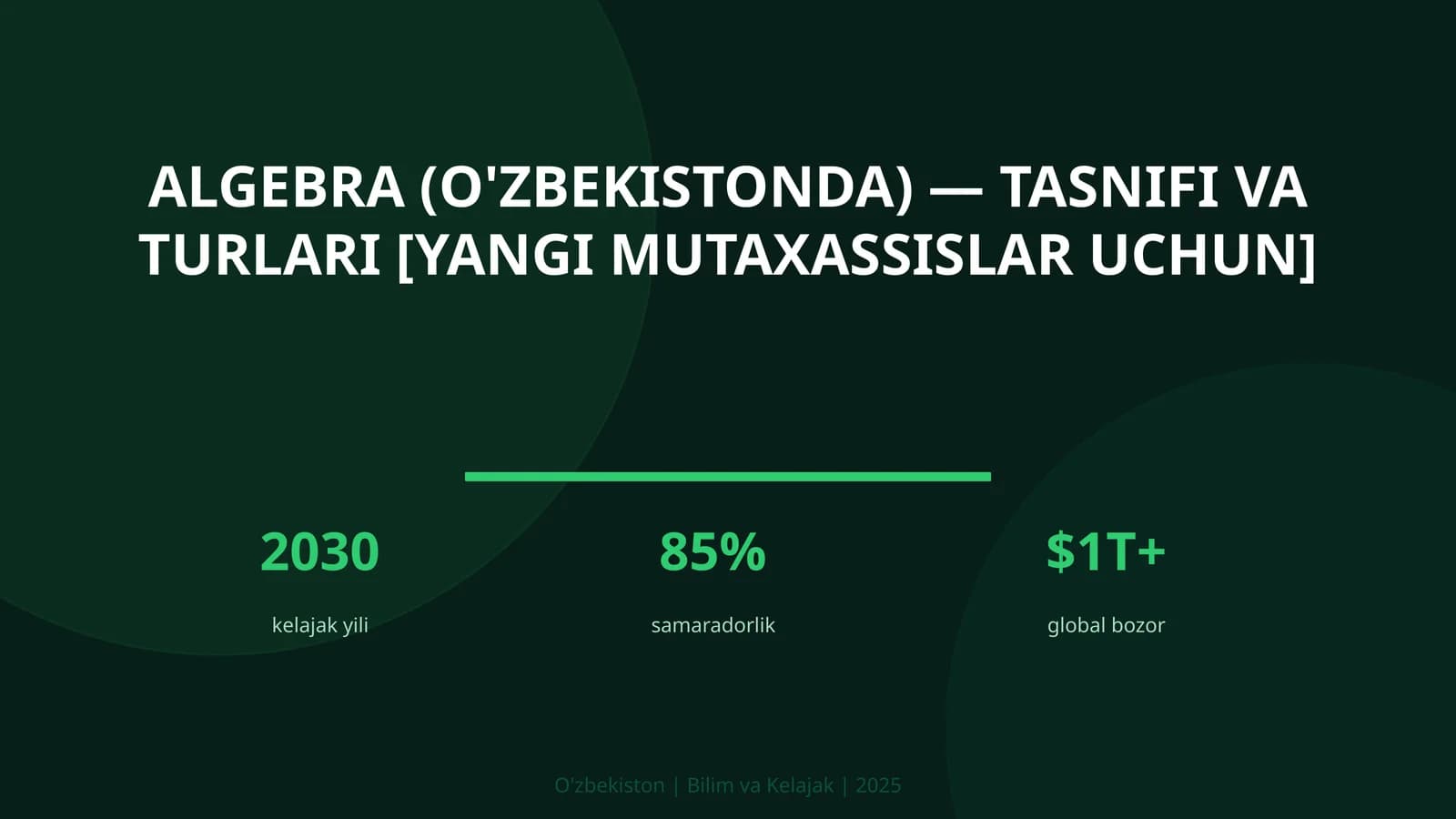 Algebra (O'zbekistonda) — tasnifi va turlari [yangi mutaxassislar uchun]