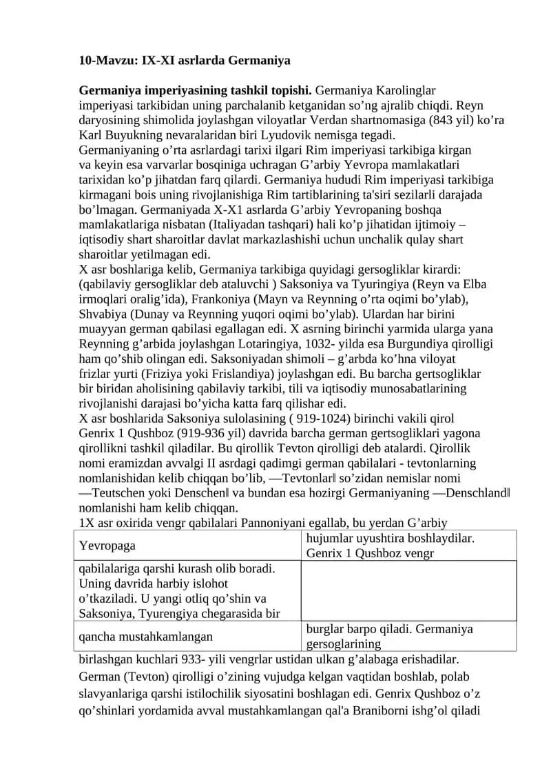 IX-XI asrlarda Gеrmaniya