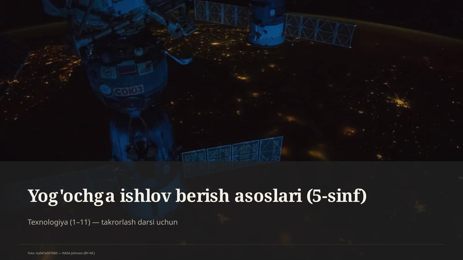 Yog'ochga ishlov berish asoslari (5-sinf)