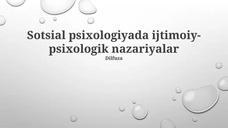 Sotsial psixologiyada ijtimoiy-psixologik nazariyalar