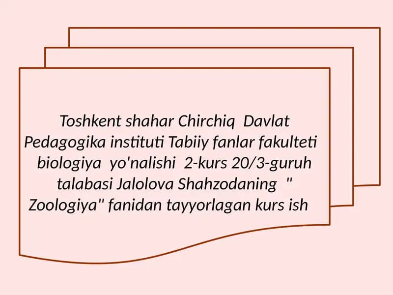 Zoologiya fanidan kurs ishi