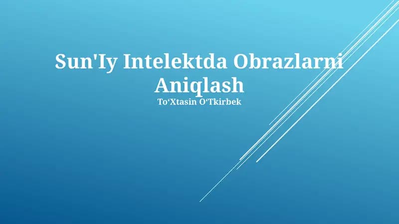 Sun'Iy Intelektda Obrazlarni Aniqlash