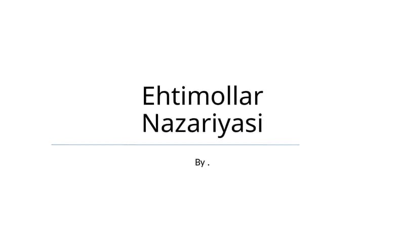 Ehtimollar Nazariyasi