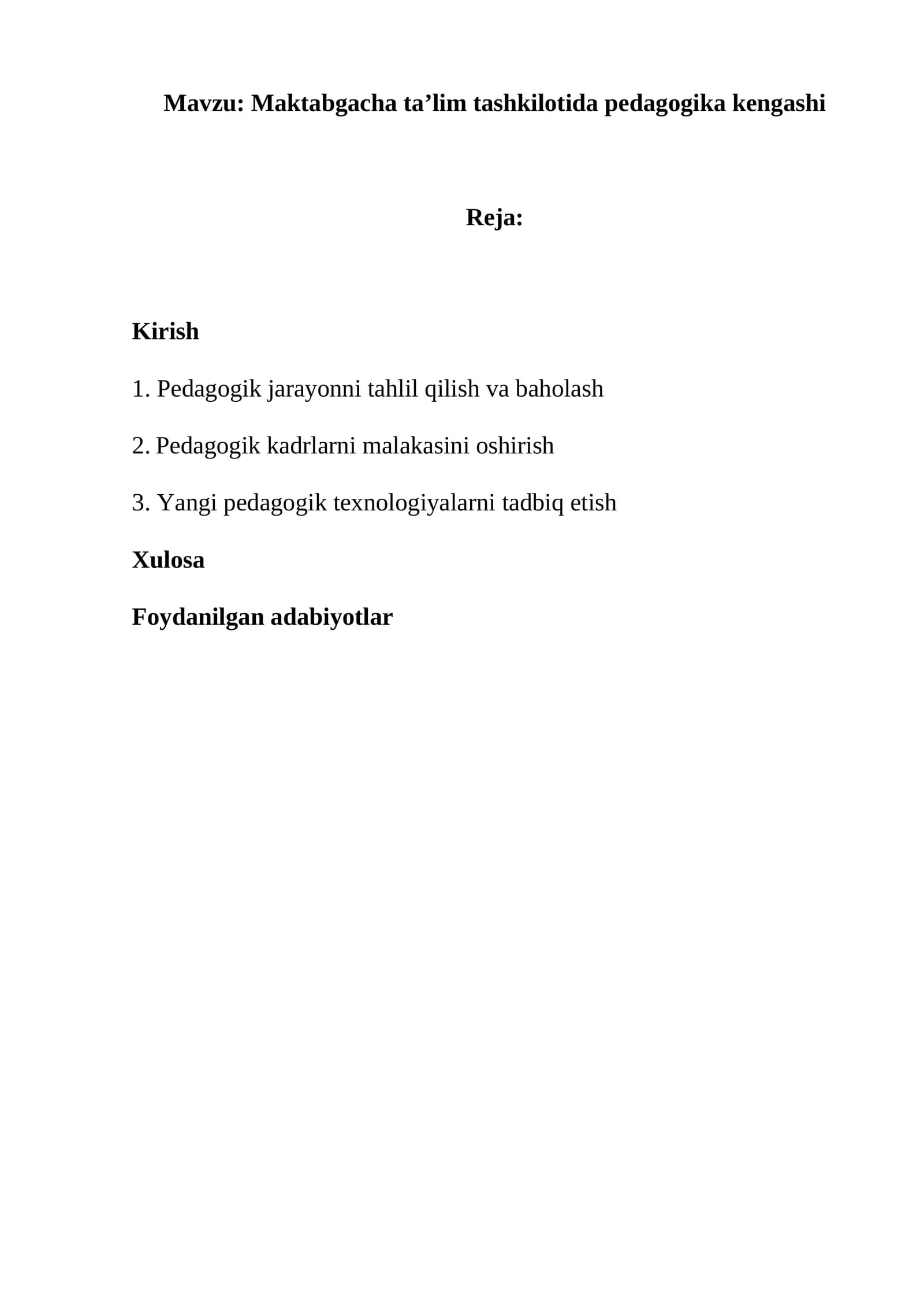 Maktabgacha taʼlim tashkilotida pedagogika kengashi
