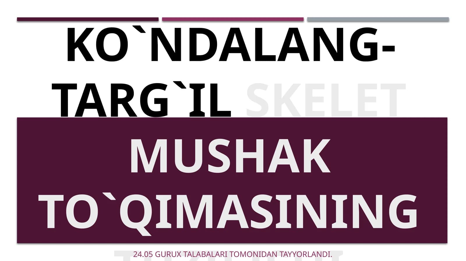 Ko`ndalang-targ`ilskelet mushak to`qimasining tuzilishi