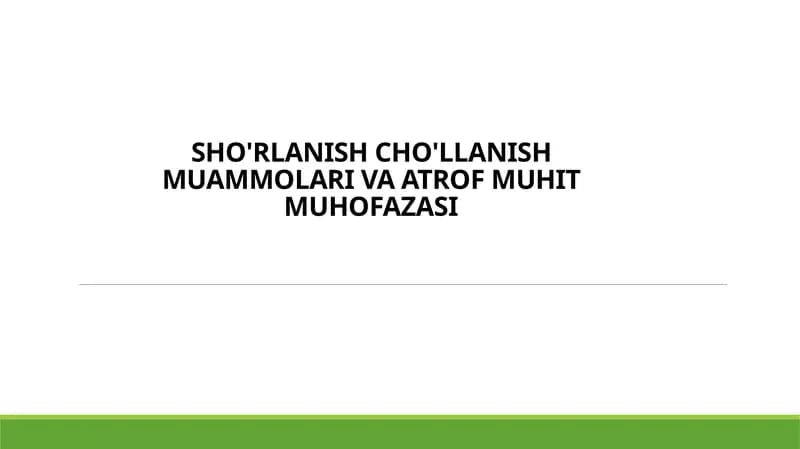 Global iqlim o‘zgarishi va qurg‘oqchilik muammolari