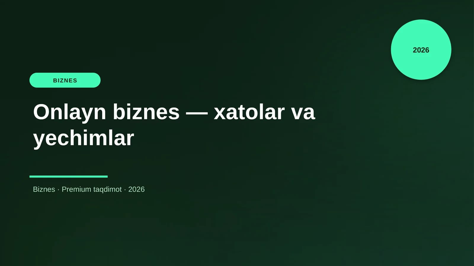 Onlayn biznes — xatolar va yechimlar