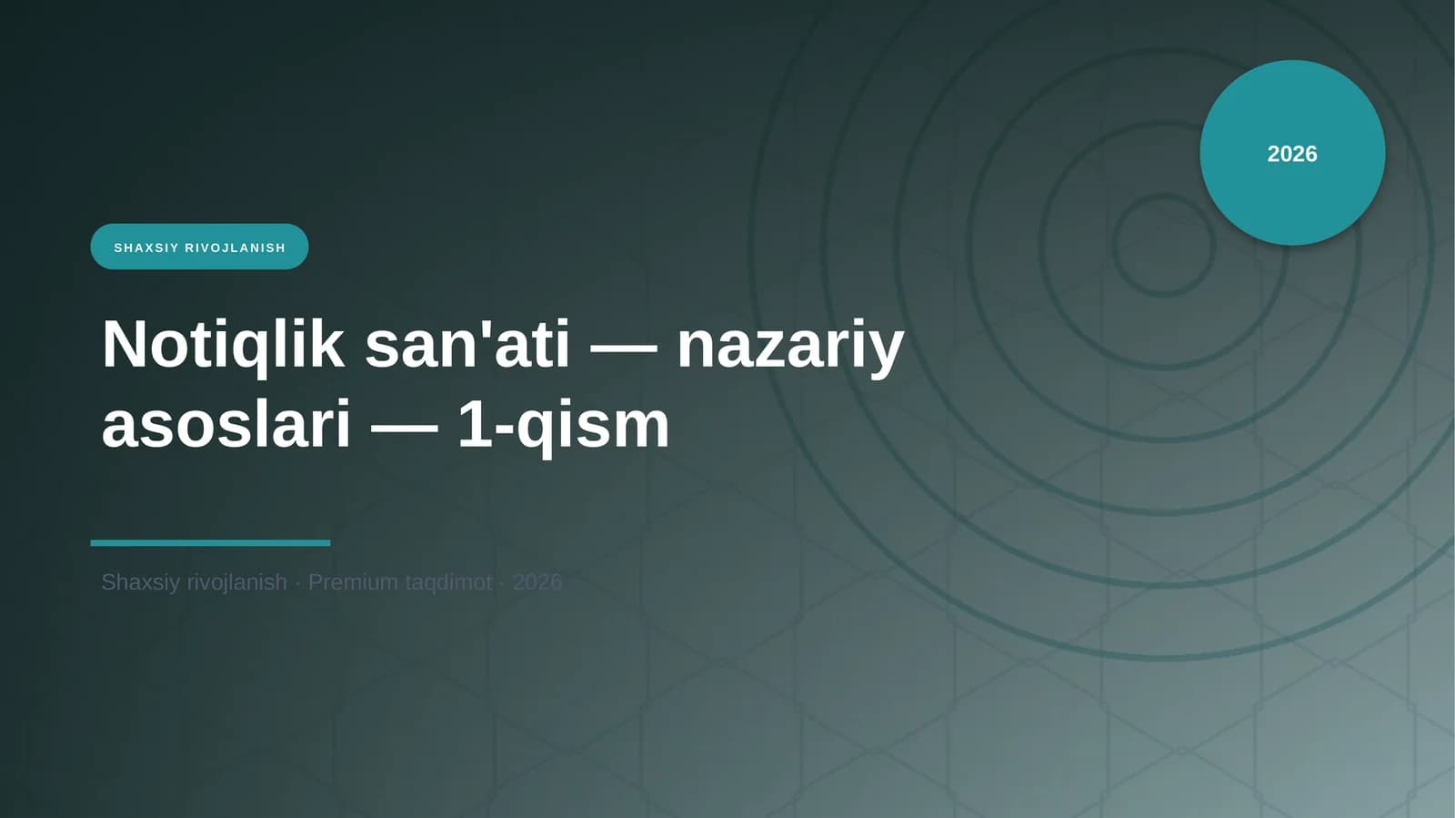 Notiqlik san'ati — nazariy asoslari — 1-qism