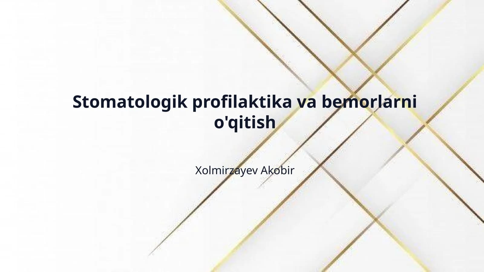 Stomatologik profilaktika va bemorlarni o'qitish