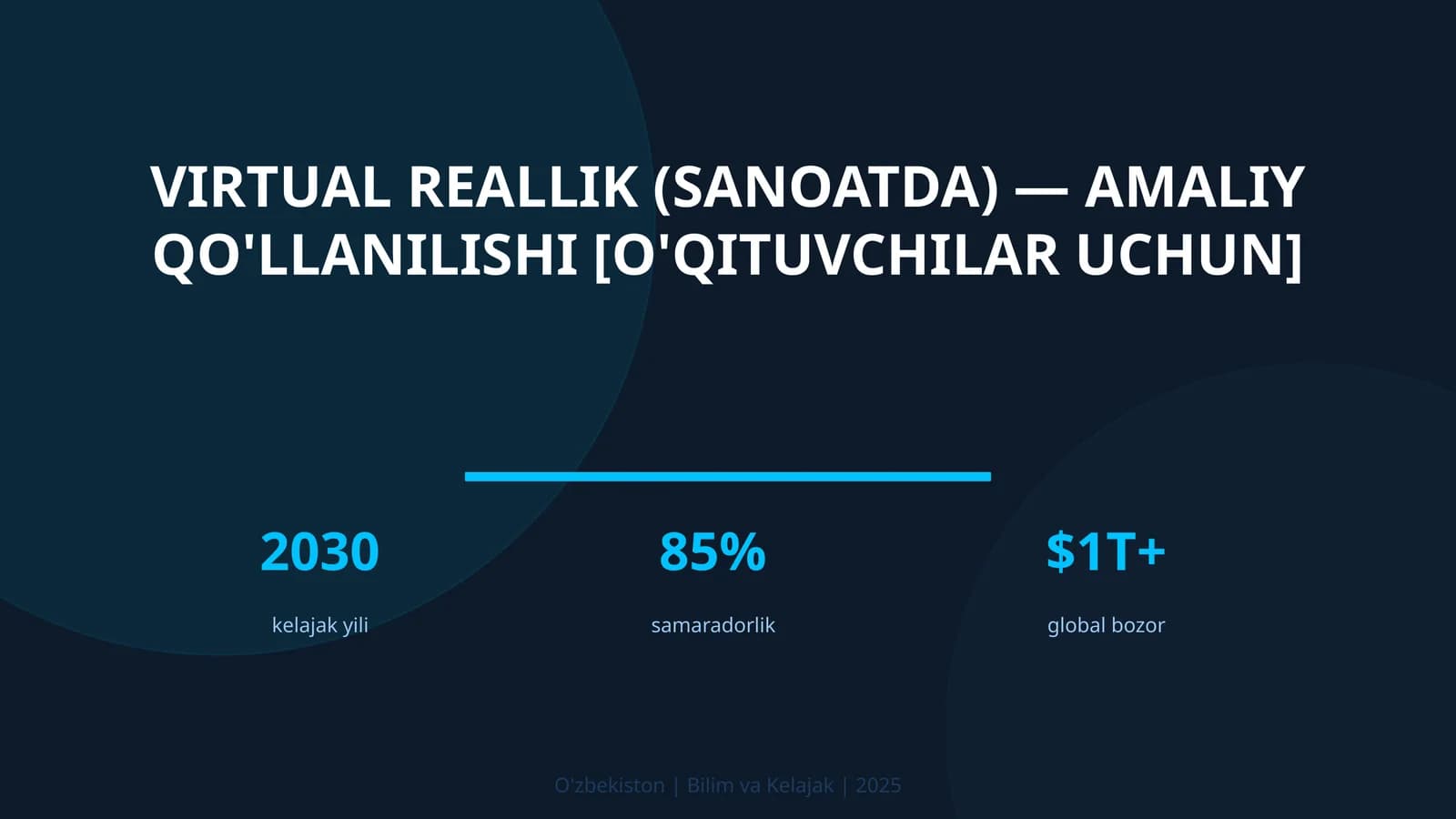 Virtual reallik (sanoatda) — amaliy qo'llanilishi [o'qituvchilar uchun]