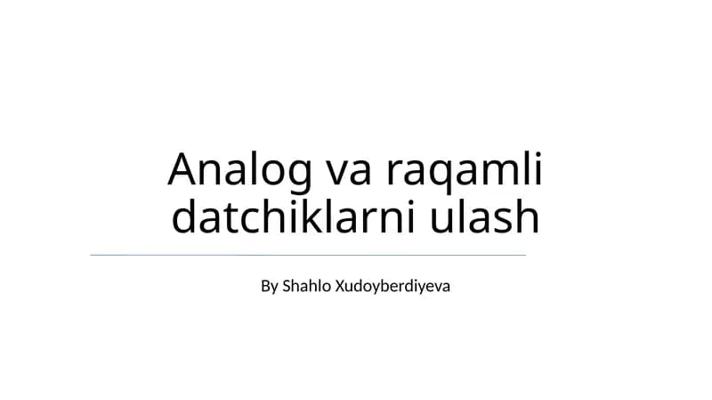 Analog va raqamli datchiklarni ulash