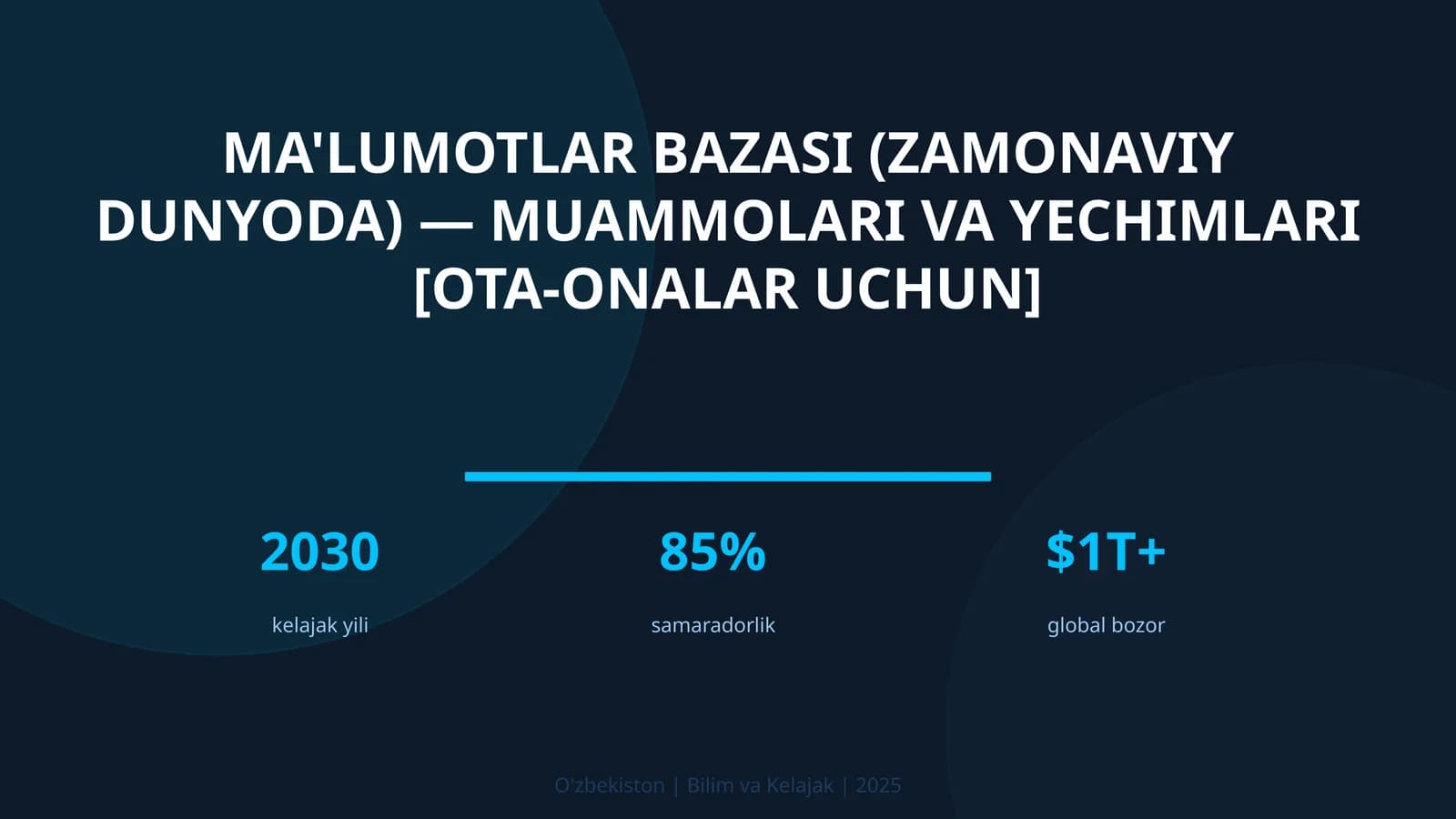 MA'LUMOTLAR BAZASI (ZAMONAVIY DUNYODA) — MUAMMOLARI VA YECHIMLARI [OTA-ONALAR UCHUN]