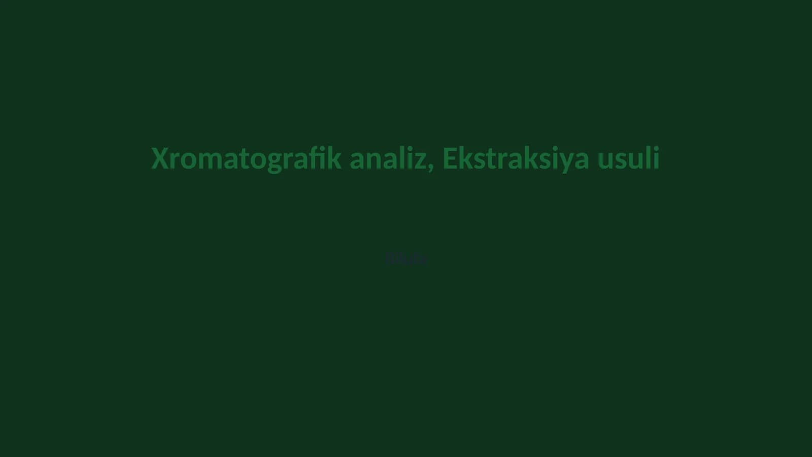 Xromatografik analiz, Ekstraksiya usuli