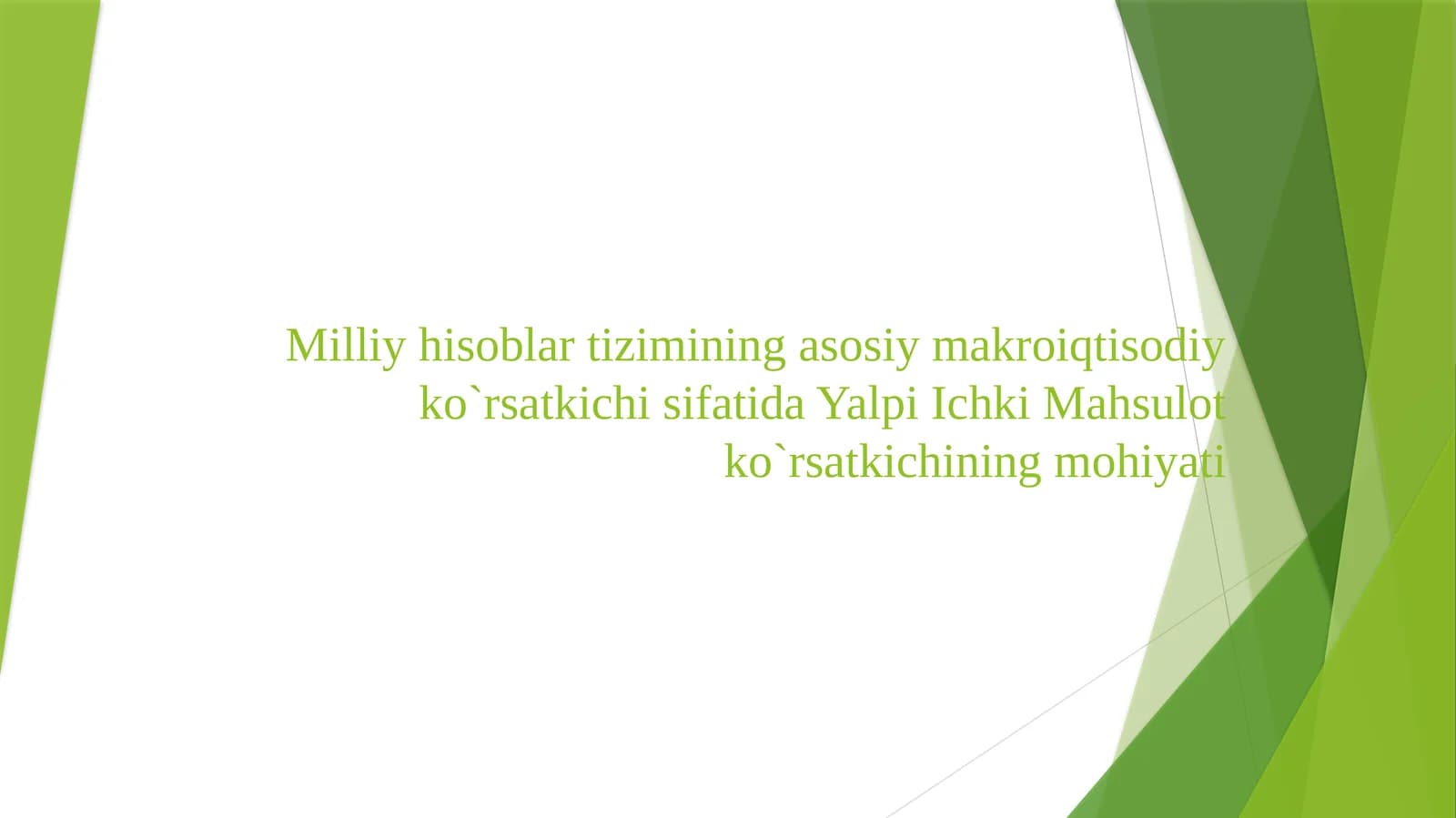 Yalpi Ichki Mahsulot Ko`rsatkich