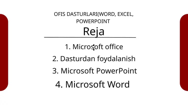 OFIS DASTURLARI(WORD, EXCEL, POWERPOINT
