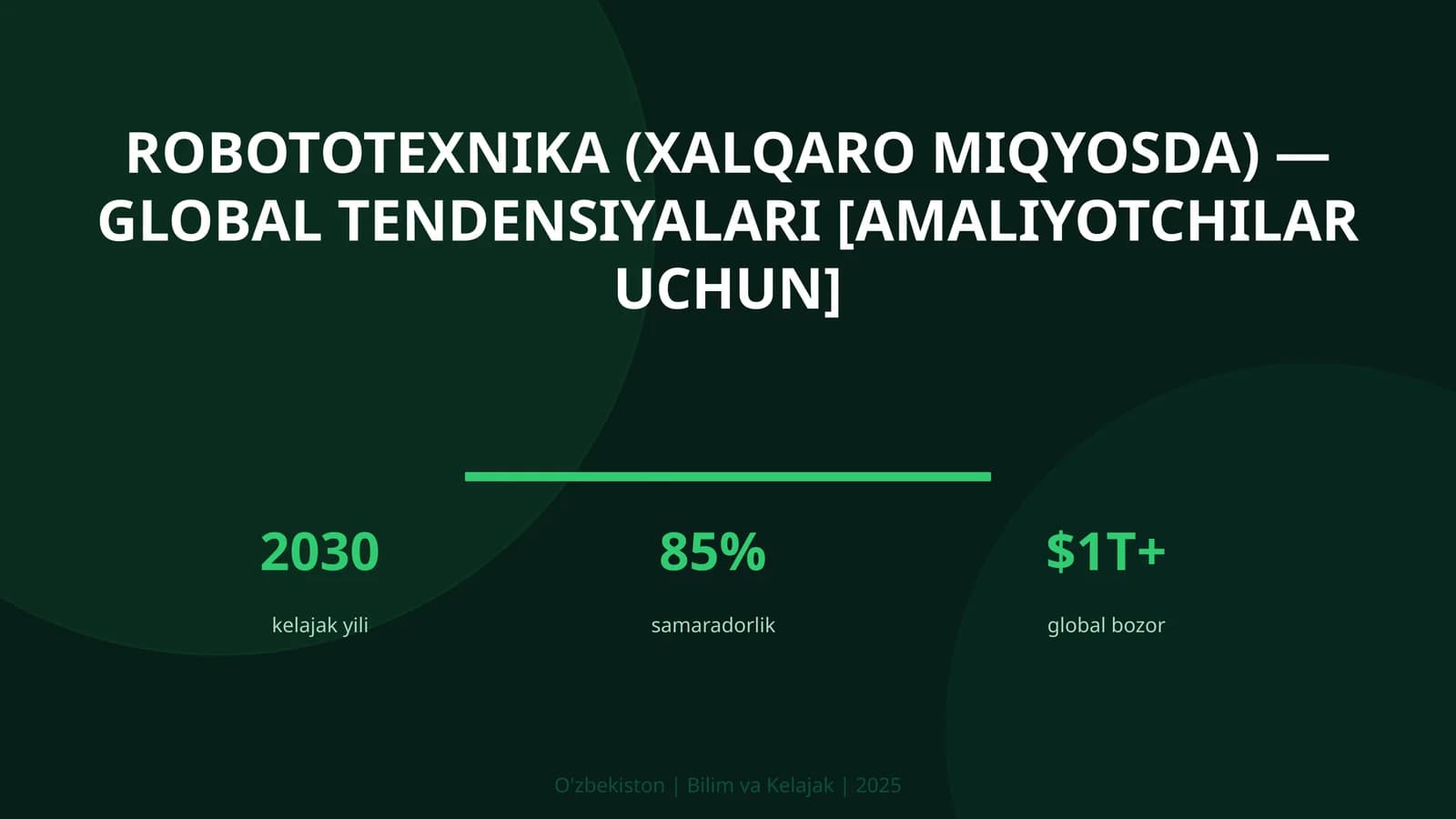 Robototexnika (xalqaro miqyosda) — global tendensiyalari [amaliyotchilar uchun]