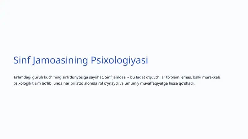 Sinf Jamoasining Psixologiyasi