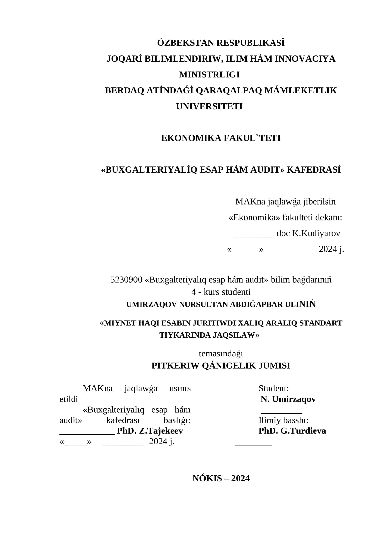 BUXGALTERIYALÍQ ESAP HÁM AUDIT