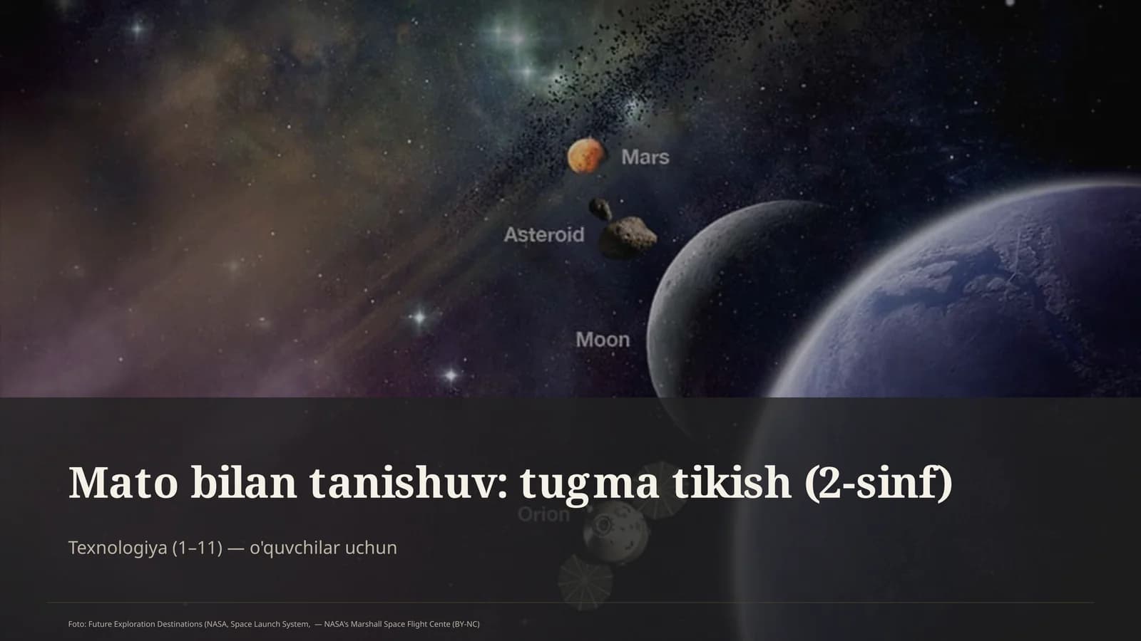 Mato bilan tanishuv: tugma tikish (2-sinf)