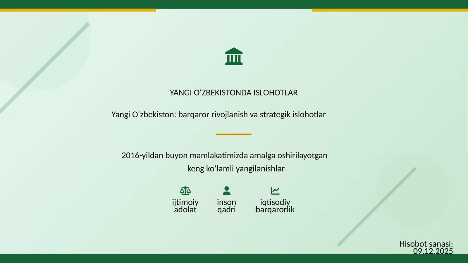 Yangi O‘zbekiston: barqaror rivojlanish va strategik islohotlar