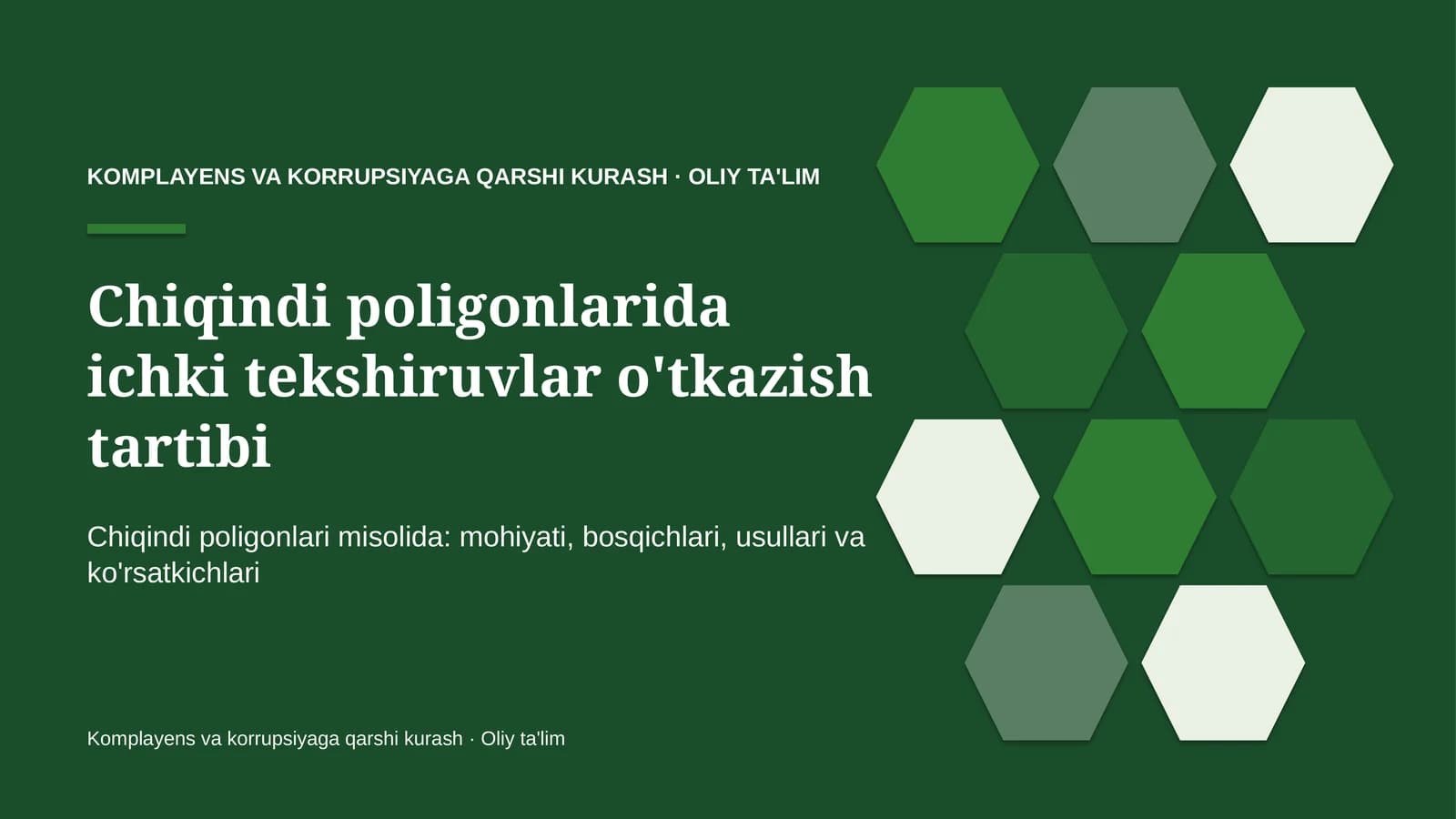Komplayens va korrupsiyaga qarshi kurash · Oliy ta'lim