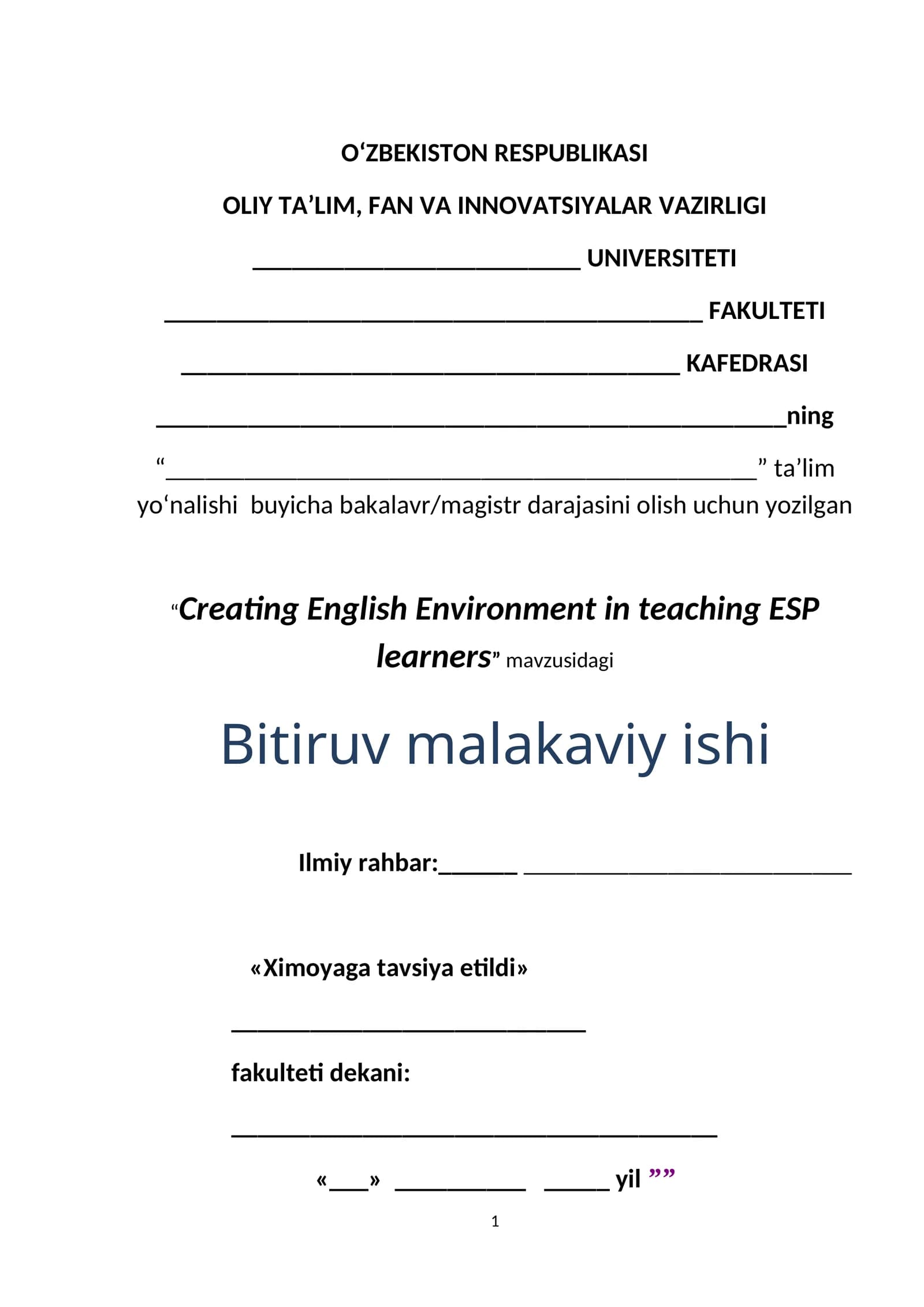 Creating English Environment in teaching ESP learners