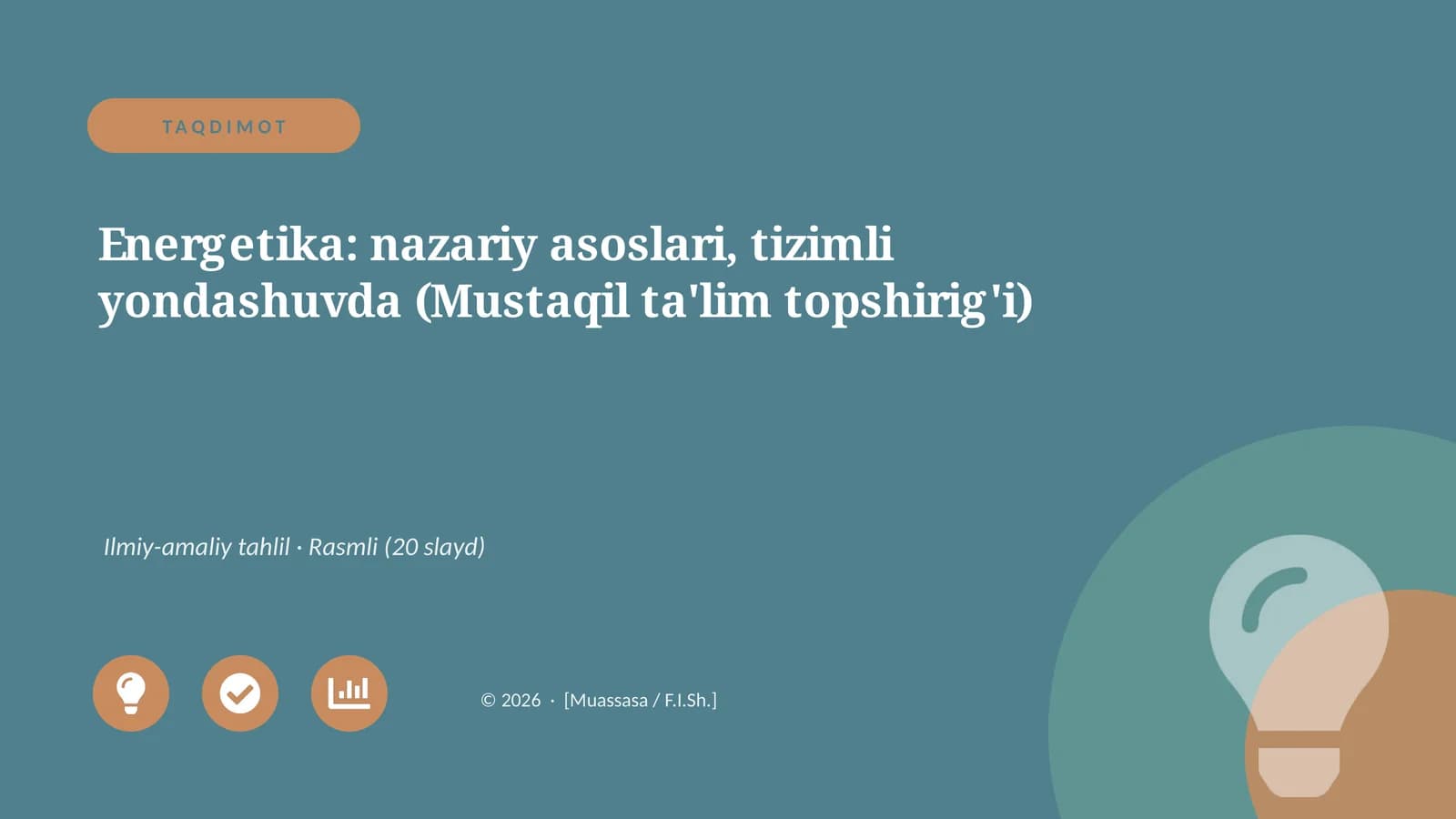 Energetika: nazariy asoslari, tizimli yondashuvda