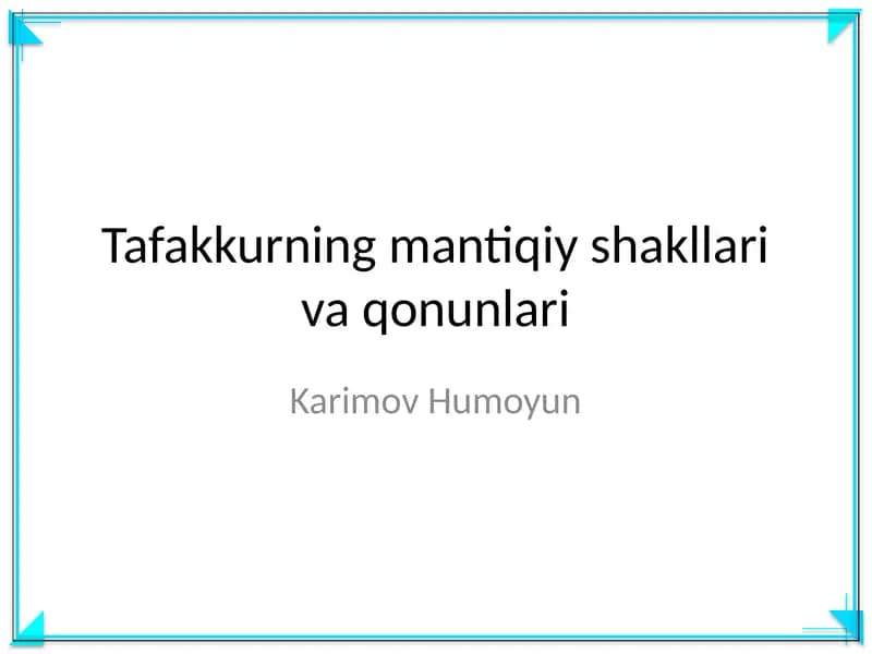 Tafakkurning mantiqiy shakllari va qonunlari