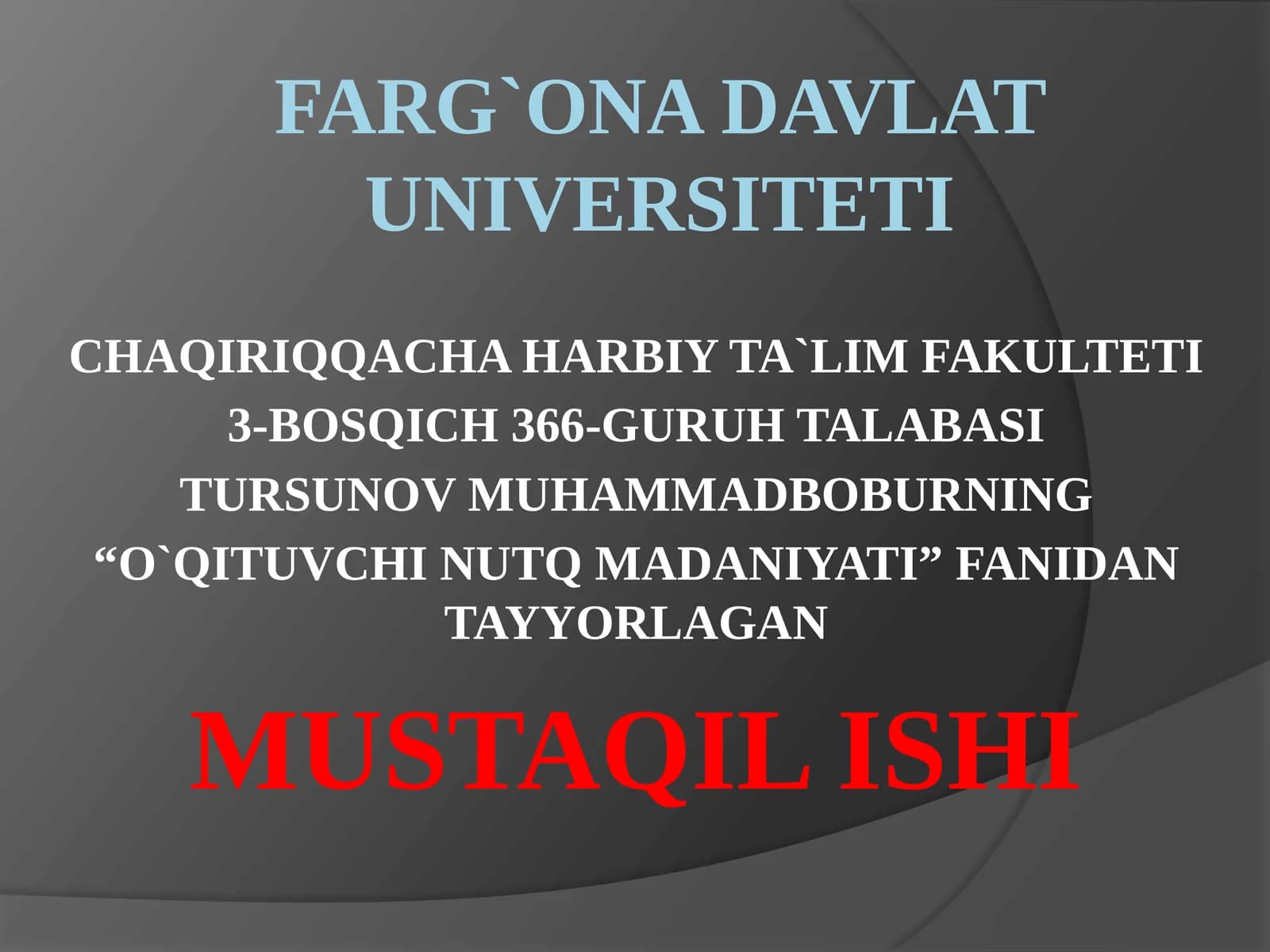 O`qituvchi nutq madaniyati