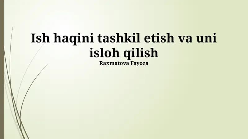Huquqiy Tizimni Isloh Qilish