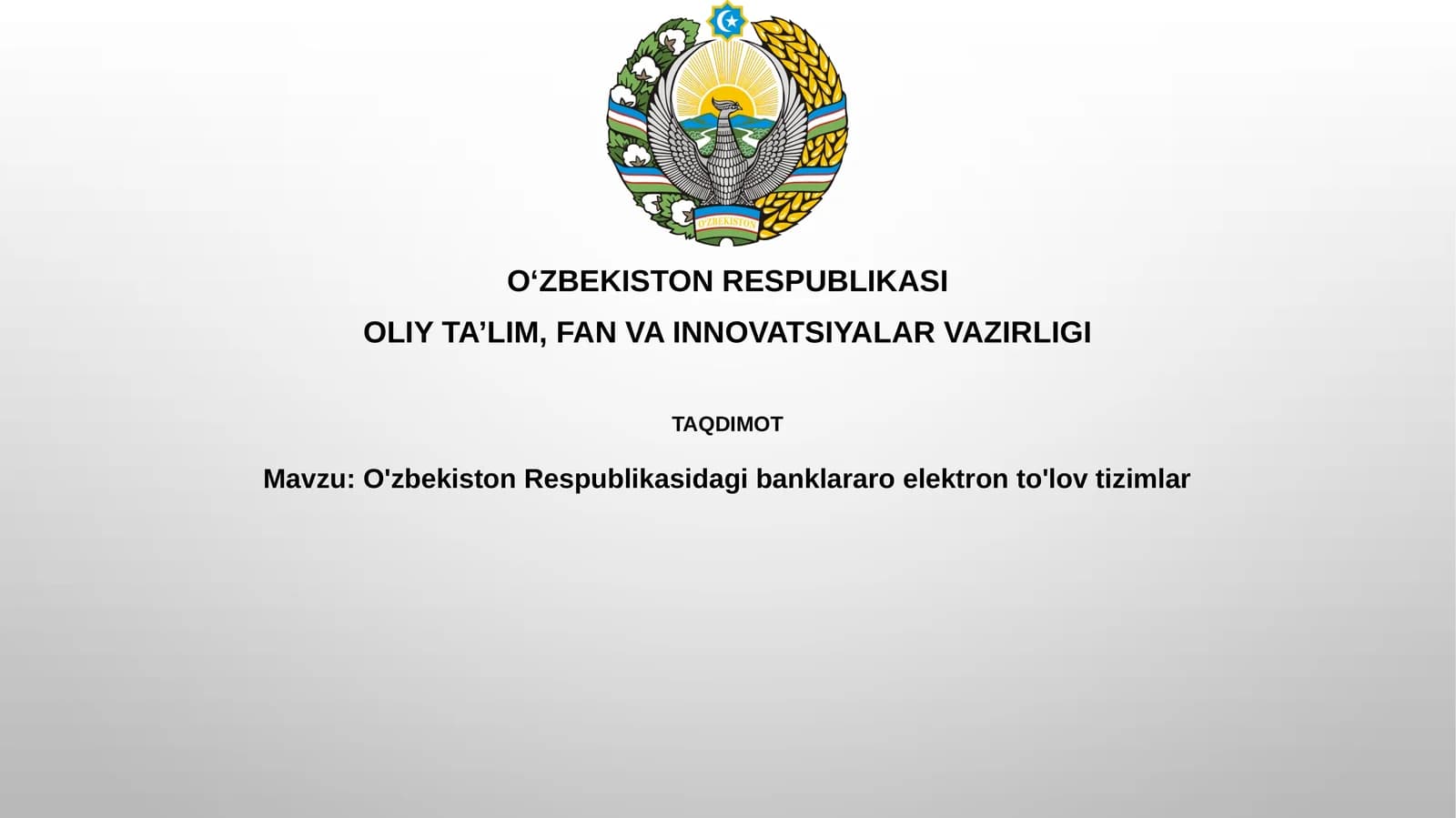 O'zbekiston Respublikasidagi banklararo elektronto'lovtizimlar